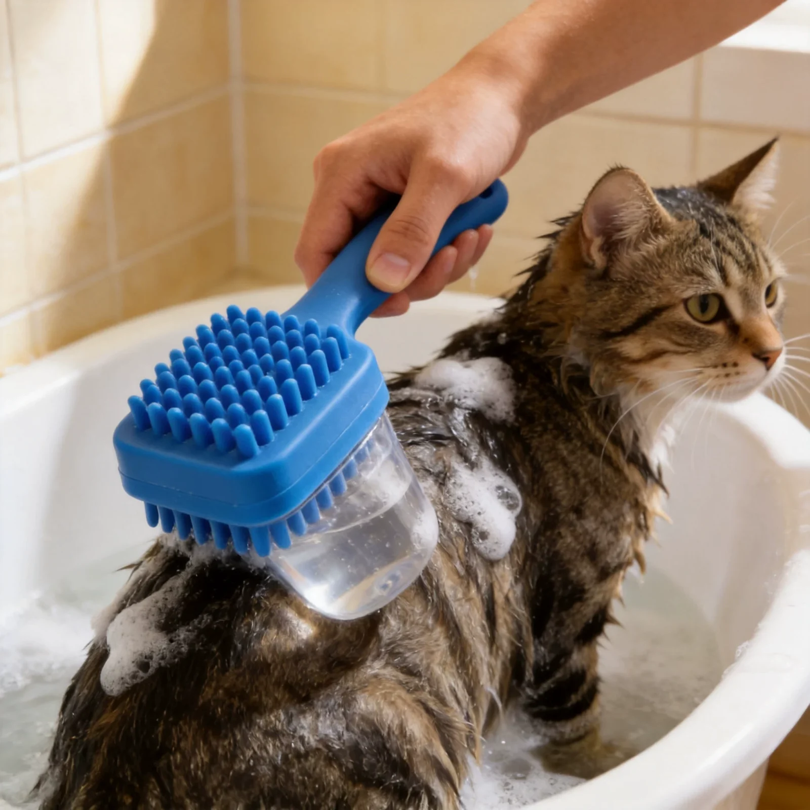 Square-Head Silicone Shampoo Brush